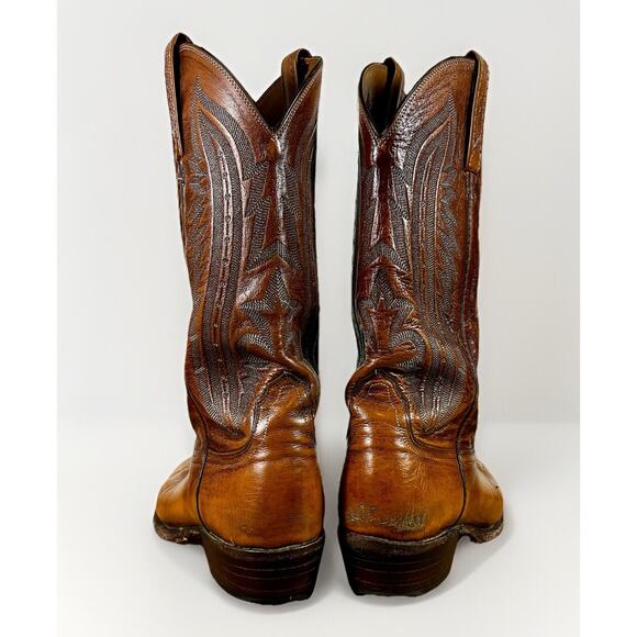 Vtg Lucchese 2000 Men\'s Boots Size 8.5 D Brown Leather Cowboy Western T3013R4 main image 15